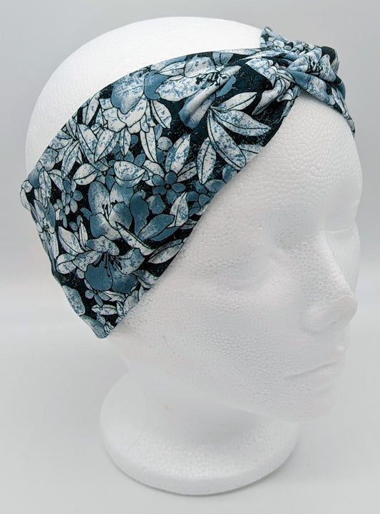 Blue Flowers Twist Headband (Adult)