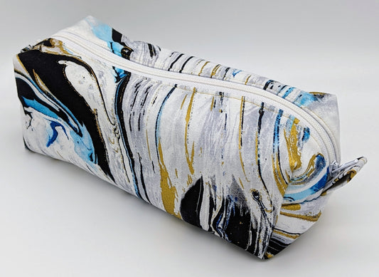 Blue & Gold Marble Boxed Zipper Pouch