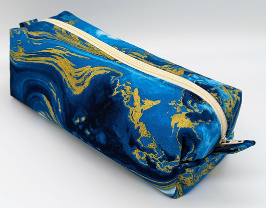 Blue & Gold Stone Boxed Zipper Pouch
